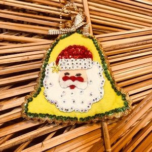 Vintage Santa Claus Bell Felt Ornament